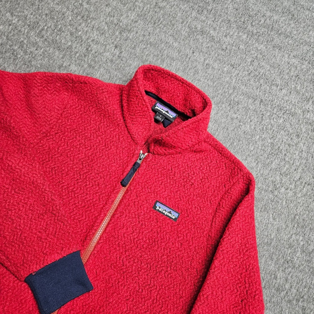 Patagonia Woolyester Fleece Jacket Womens Small Red Navy Full Zip 26945FA19